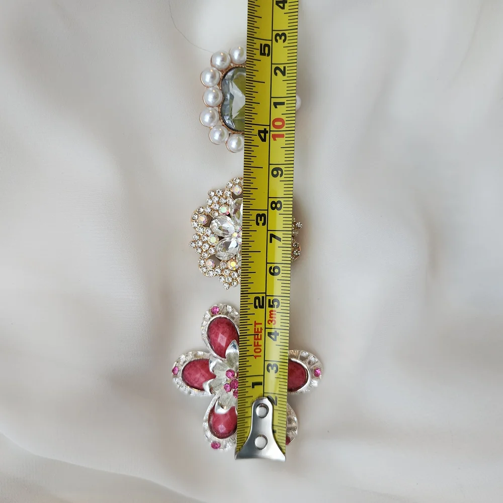 3 DIY Floral & Heart Brooch Set Silver Pink Gold AB Faux Pearl